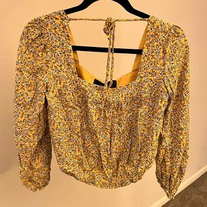Blue Rain Yellow Floral Top